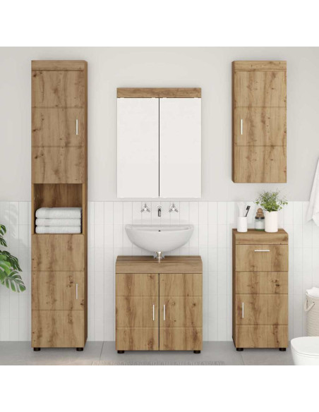 Armadio da bagno a muro con porta TULUM Rovere artigianale