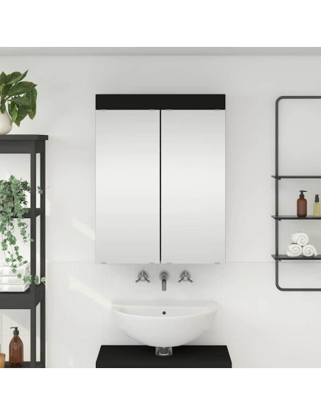 Mobiletto per specchio da bagno TULUM Nero 60 x 16,5 x 78 cm