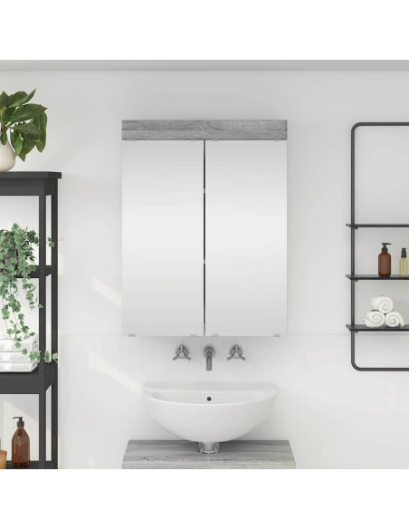 Mobiletto per specchio da bagno con porta TULUM Grigio Sonoma