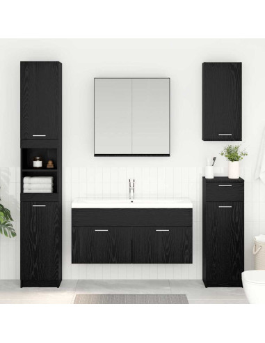 Armadio sottolavello con porta Rovere Nero Legno multistrato