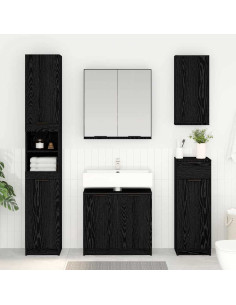 Mobile da Bagno con porta Rovere Nero 64,5 x 33,5 x 59 cm