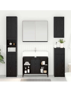 Armadio sottolavello con porta Rovere Nero 80 x 33 x 60 cm