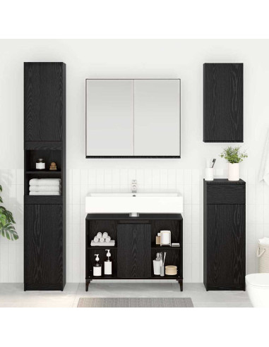 Armadio sottolavello con porta Rovere Nero 80 x 33 x 60 cm