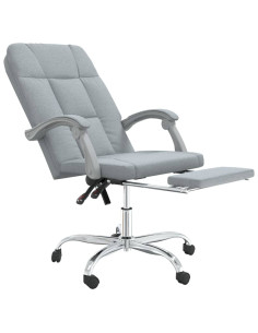 Poltrona da Ufficio Reclinabile Grigio Chiaro in Tessuto