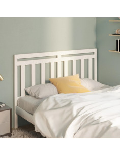 Testiera per Letto Bianca 156x4x100cm in Legno Massello di Pino