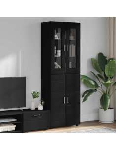 Credenza con porta Nero 60 x 35 x 182 cm Legno multistrato