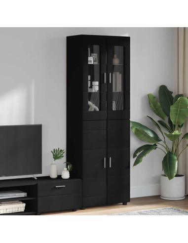 Credenza con porta Nero 60 x 35 x 182 cm Legno multistrato