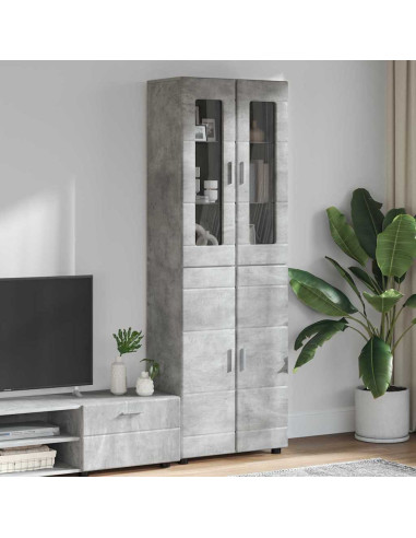 Credenza Grigio cemento 60 x 35 x 182 cm Legno multistrato