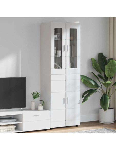 Credenza Bianco Lucido 60 x 35 x 182 cm Legno multistrato
