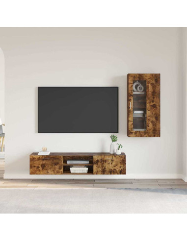 Set mobile TV con cassetto Rovere fumé Legno multistrato
