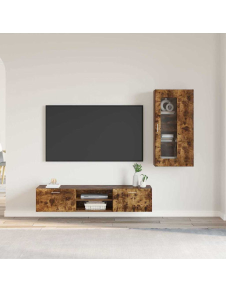 Set mobile TV con cassetto Rovere fumé Legno multistrato