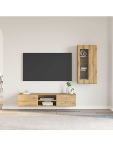 Set mobile TV con cassetto Rovere artigianale Legno multistrato