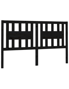Testiera per Letto Nera 146x4x100 cm in Legno Massello di Pino