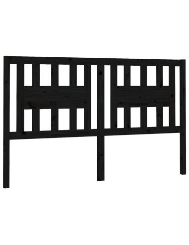 Testiera per Letto Nera 146x4x100 cm in Legno Massello di Pino