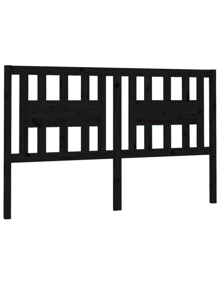 Testiera per Letto Nera 146x4x100 cm in Legno Massello di Pino
