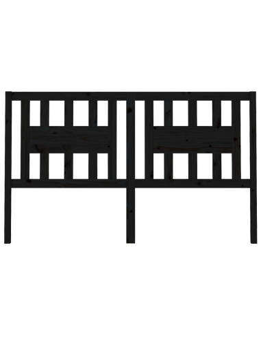 Testiera per Letto Nera 146x4x100 cm in Legno Massello di Pino
