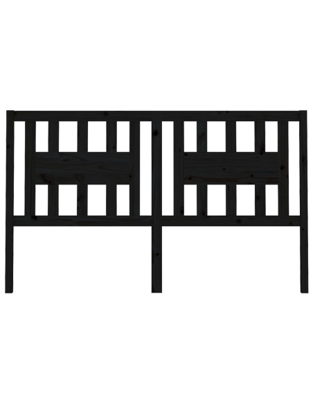 Testiera per Letto Nera 146x4x100 cm in Legno Massello di Pino