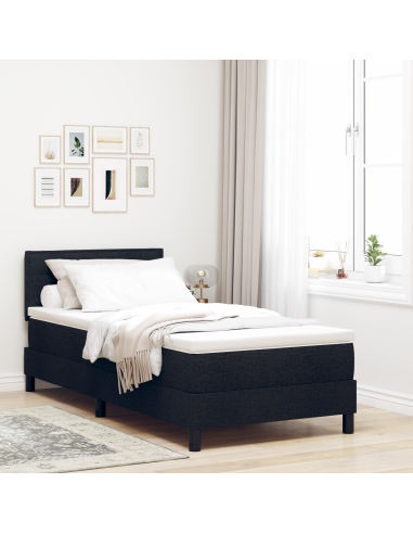 Letto a molle con materasso con led Nero 90 x 190 cm Tessuto