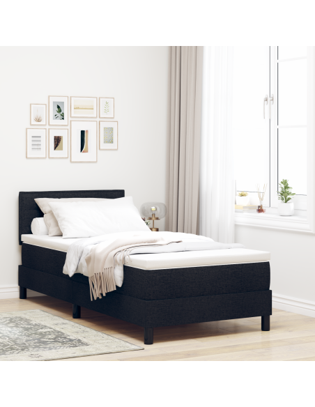 Letto a molle con materasso con led Nero 90 x 190 cm Tessuto