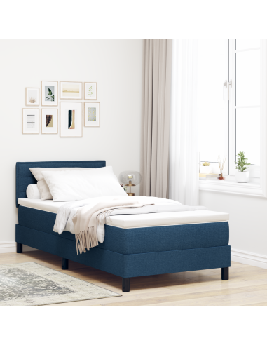 Letto a molle con materasso con led Blu 90 x 200 cm Tessuto