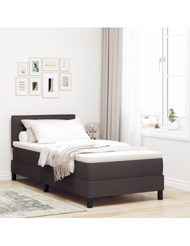 Letto a molle con materasso Marrone Scuro 100 x 200 cm Tessuto