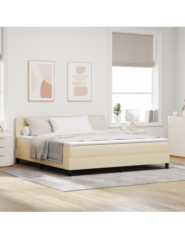 Letto a molle con materasso con led Crema 180 x 200 cm Tessuto