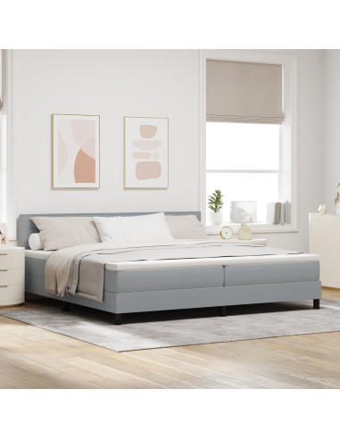 Letto a molle con materasso Grigio chiaro 200 x 200 cm Tessuto