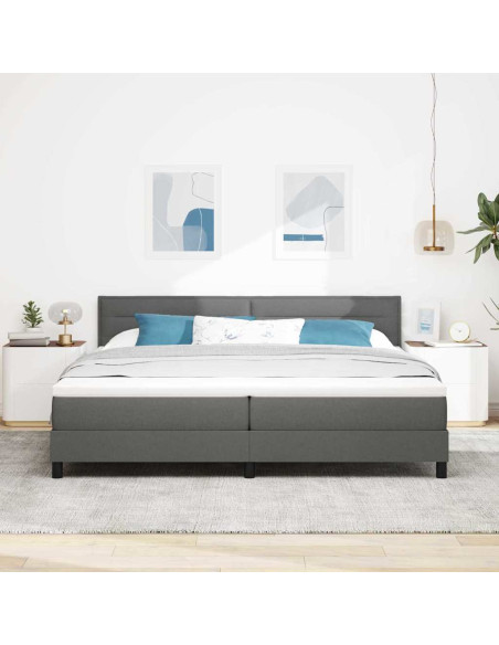 Letto a molle con materasso Grigio scuro 200 x 200 cm Tessuto