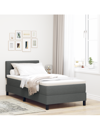 Letto a molle con materasso Grigio scuro 80 x 200 cm Tessuto