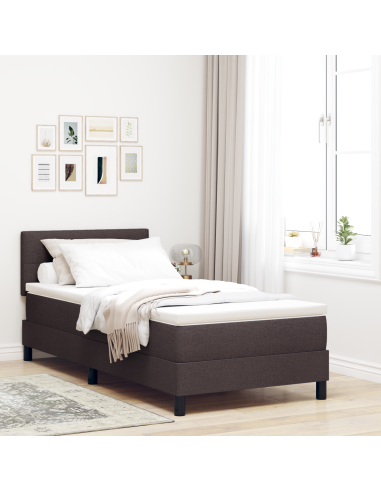Letto a molle con materasso Marrone Scuro 80 x 200 cm Tessuto