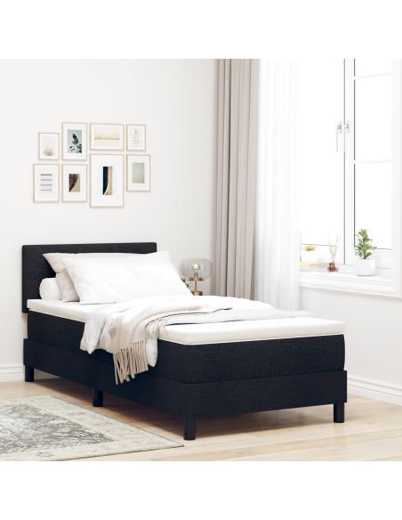 Letto a molle con materasso con led Nero 90 x 190 cm Tessuto