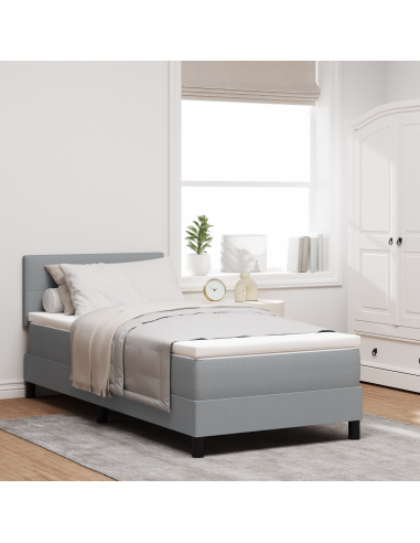 Letto a molle con materasso Grigio chiaro 100 x 200 cm Tessuto