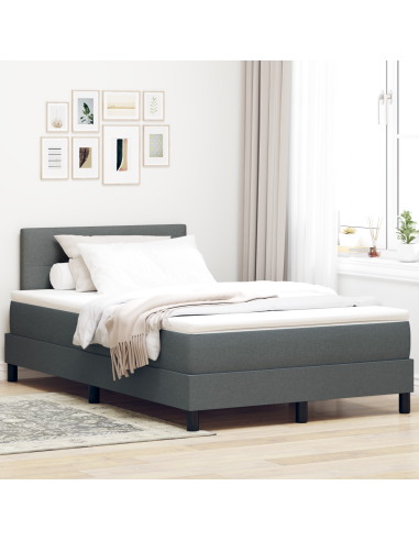 Letto a molle con materasso Grigio scuro 120 x 190 cm Tessuto