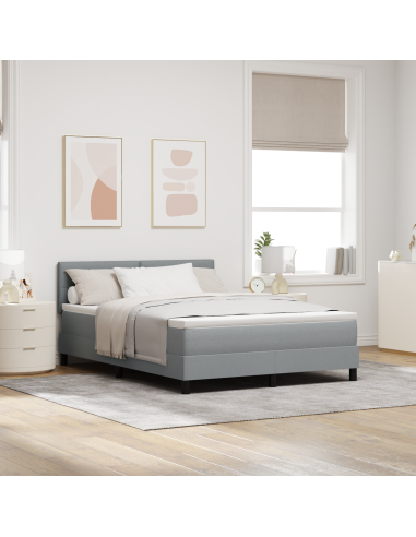 Letto a molle con materasso Grigio chiaro 140 x 200 cm Tessuto