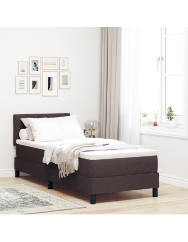 Letto a molle con materasso Marrone Scuro 80 x 200 cm Tessuto