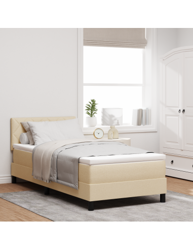 Letto a molle con materasso con led Crema 90 x 200 cm Tessuto