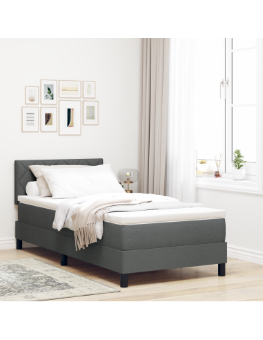 Letto a molle con materasso Grigio scuro 100 x 200 cm Tessuto