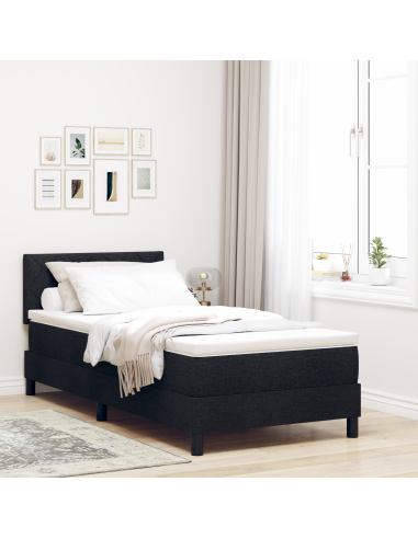 Letto a molle con materasso con led Nero 100 x 200 cm Tessuto