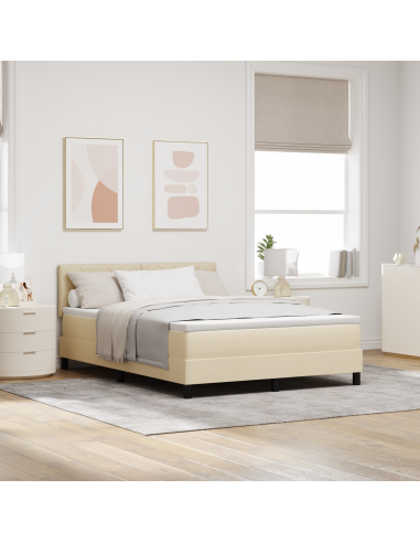 Letto a molle con materasso con led Crema 160 x 200 cm Tessuto