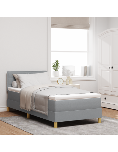 Letto a Sorgente LED con led Grigio chiaro 80 x 200 cm Tessuto