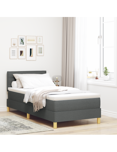 Letto a Sorgente LED con led Grigio scuro 80 x 200 cm Tessuto