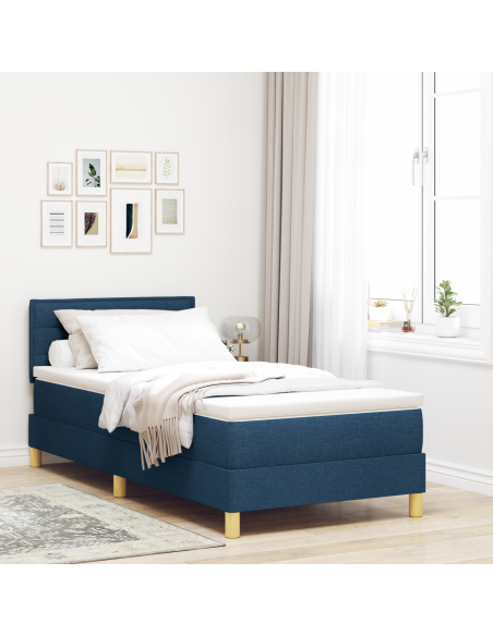 Letto a Sorgente LED con materasso Blu 100 x 200 cm Tessuto