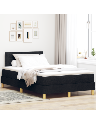 Letto a Sorgente LED con materasso Nero 120 x 190 cm Tessuto