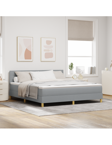 Letto a Sorgente LED con led Grigio chiaro 180 x 200 cm Tessuto