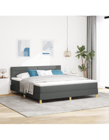 Letto a Sorgente LED con led Grigio scuro 180 x 200 cm Tessuto