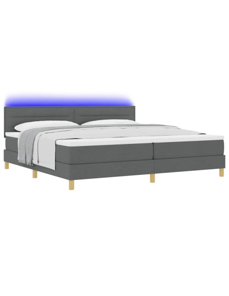 Letto a Sorgente LED con led Grigio scuro 200 x 200 cm Tessuto