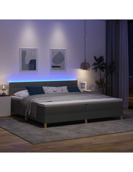 Letto a Sorgente LED con led Grigio scuro 200 x 200 cm Tessuto
