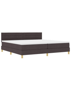 Letto a Sorgente LED con led Marrone Scuro 200 x 200 cm Tessuto 2