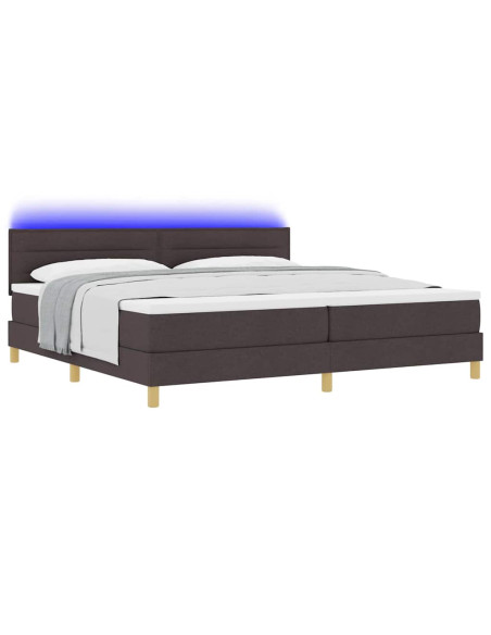 Letto a Sorgente LED con led Marrone Scuro 200 x 200 cm Tessuto
