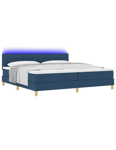 Letto a Sorgente LED con materasso Blu 200 x 200 cm Tessuto